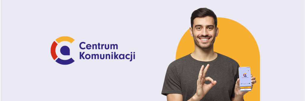 Zdjęcie mężczyzny korzystającego z aplikacji Centrum Komunikacji.