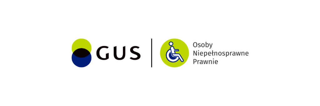 Na białym tle logotyp Głównego Urzędu Statystycznego oraz ikona osoby na wózku oraz napis Osoby niepełnosprawne prawnie
