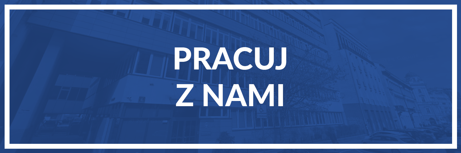 Napis Pracuj z nami na granatowym tle